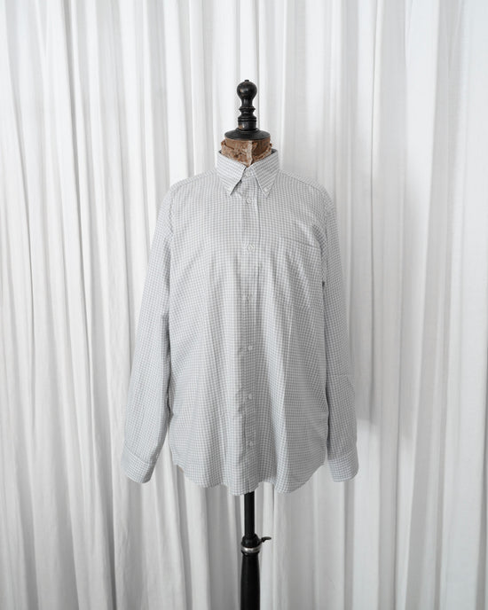 90s HERMÈS Paris  Star Mark Grid Jacquard Serie Button Cotton B.D Shirt Made in France