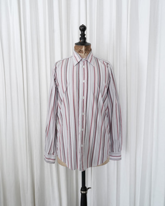 90s HERMÈS Paris  Multi Stripe Serie Button Cotton Shirt Made in France