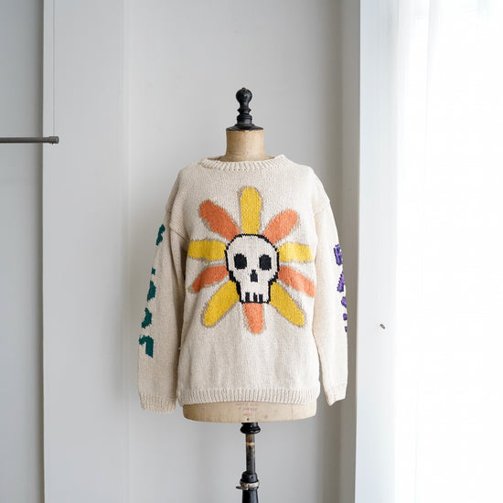 CREW NECK LS KNIT（SKULL&FLOWER)