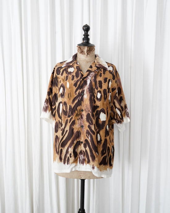2022AW MARNI Viscose Leopard Open Collar Shirt Made in ITARY