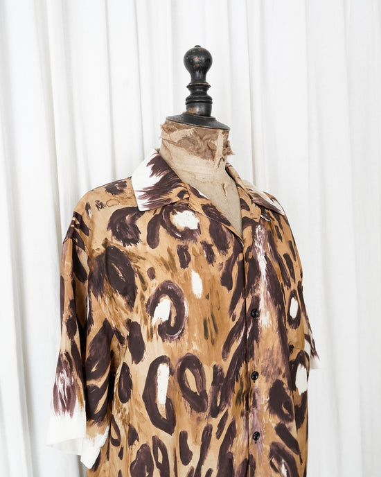 2022AW MARNI Viscose Leopard Open Collar Shirt Made in ITARY
