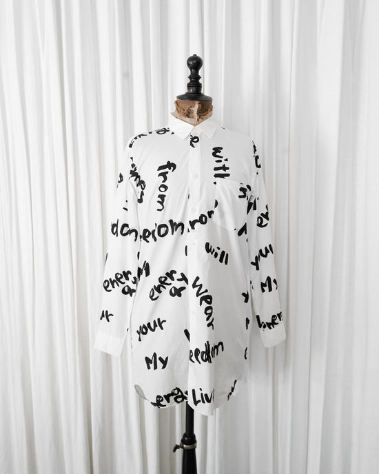 2022SS COMME des GARÇONS HOMME PLUS Message Printed Long Shirt