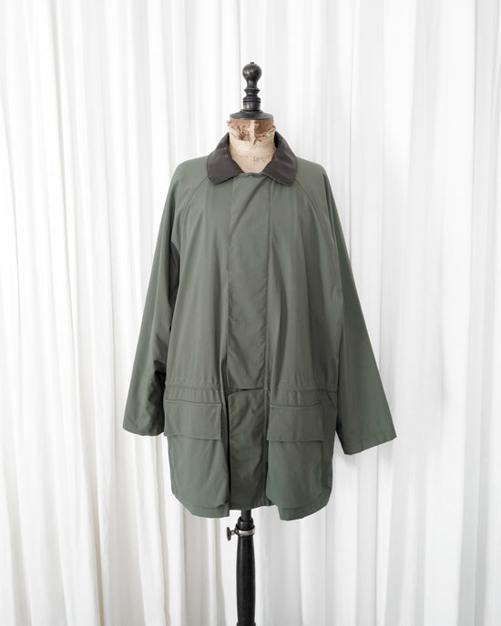 90s Loro Piana "HORSEY" Storm System Field Jacket Leather Collar  with Chin Strap