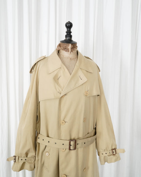 80s Yves Saint Laurent  Cotton Gabardine Double Breasted Trench Coat