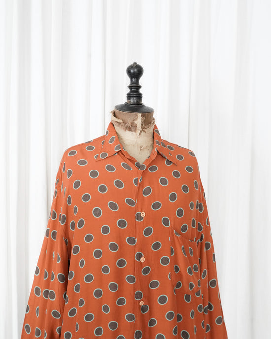 90s GIORGIO ARMANI Rayon Circle Dot Shirt "MADE IN ITALY"