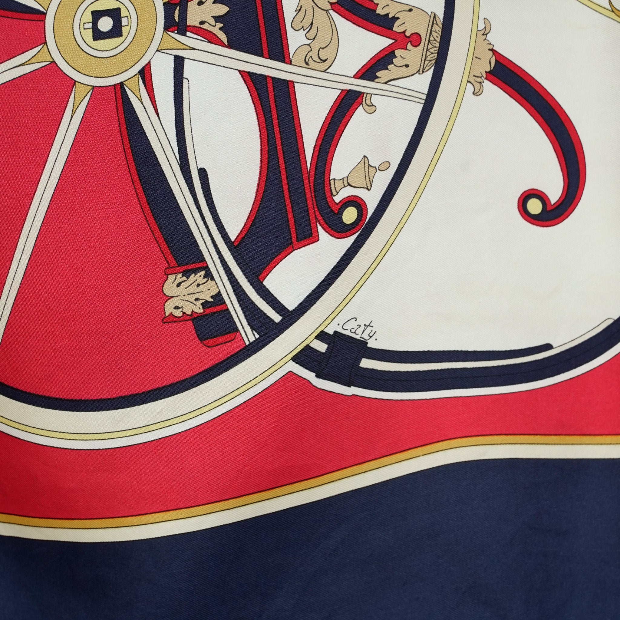 Silk Washington's Carriage Scarf カレ90 HERMES Washed Silk Washington's Carriage Scarf 90 975939