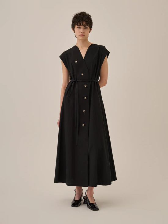 AKIRANAKA Sesilia asymmetry panel dress BK