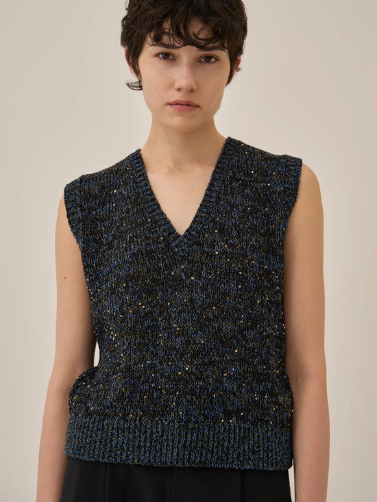 AKIRANAKA Lila Sequinned knit pullover BK