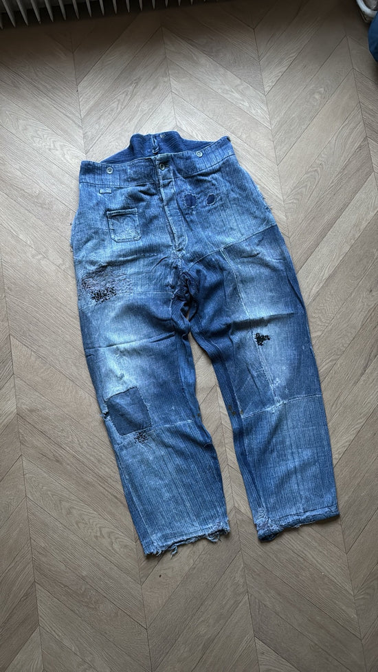 German Army Luftwaffe Blue Linen Drilliich Trousers ”襤褸”