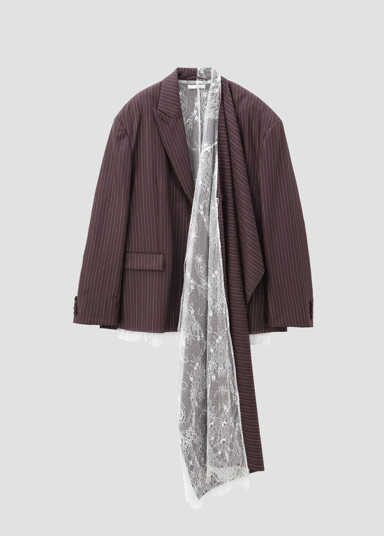 KANAKO SAKAI SCARF-DETAIL STRIPED BLAZER