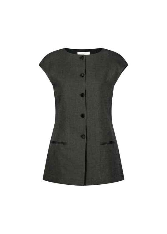 AMOMENTO linen curved vest