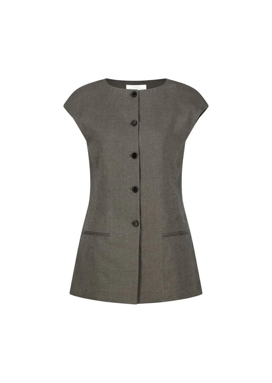 AMOMENTO linen curved vest
