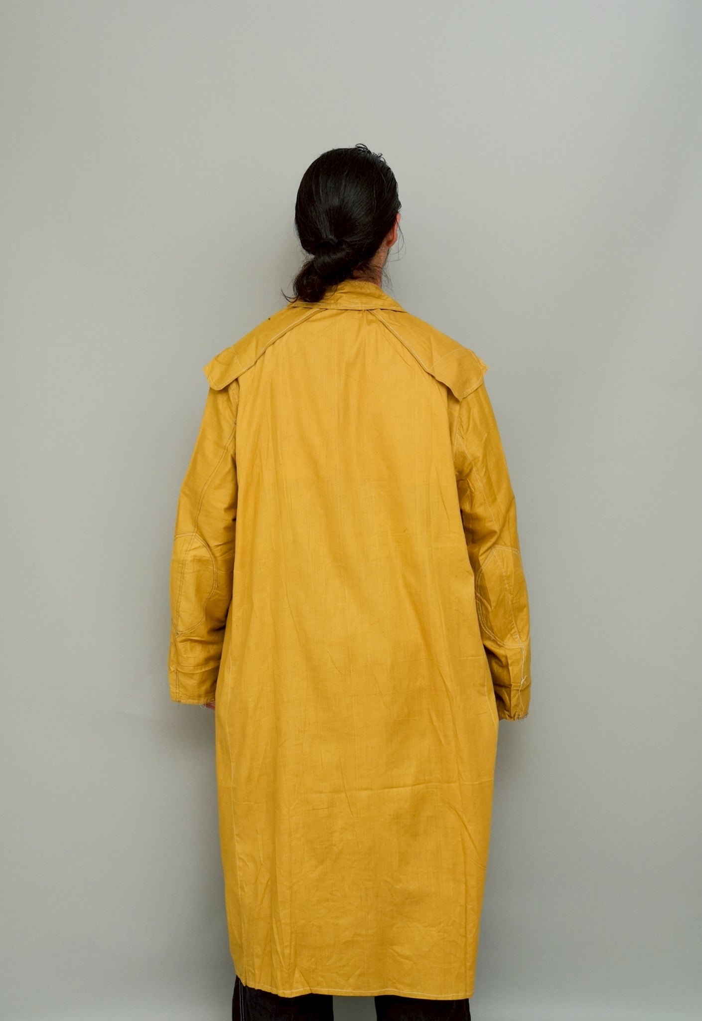 1910~1920's French Vintage Cotton Linen Duster coat with Chin