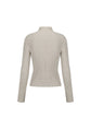 AMOMENTO ribbed high neck zip up