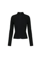AMOMENTO ribbed high neck zip up