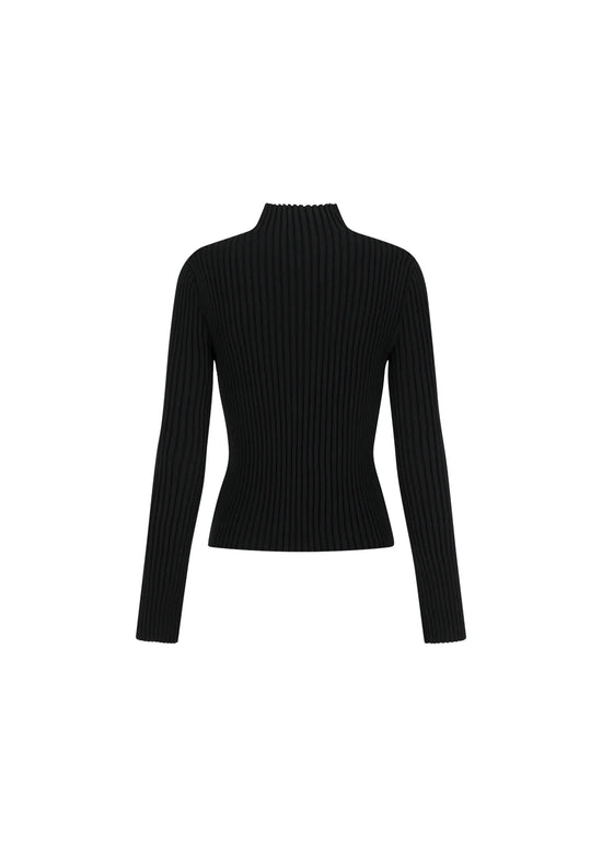 AMOMENTO ribbed high neck zip up