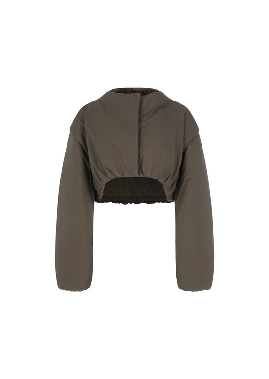 AMOMENTO sheer nylon padded crop jumper