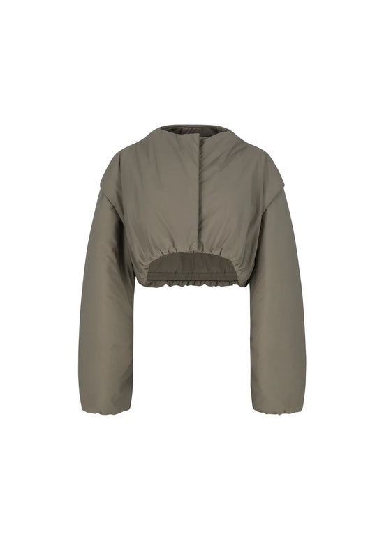 AMOMENTO sheer nylon padded crop jumper