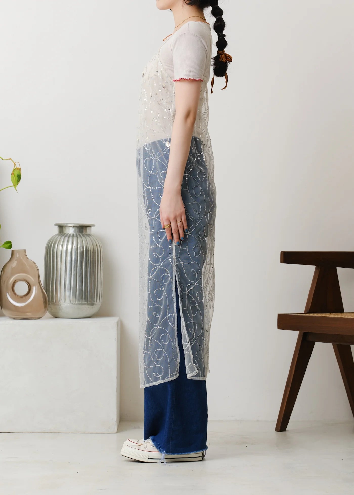 Sara mallika Shiny Sequin Embroidery Cami Dress – Maison ma Manière