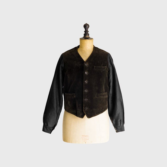 1920~30’s French Vintage Damian corduroy × Black moleskin work jacket