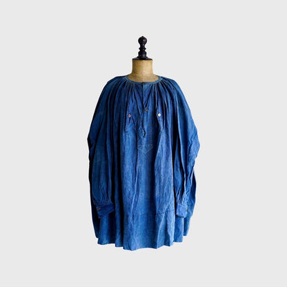 20th century French Antique Indigo linen smock “Biaude”